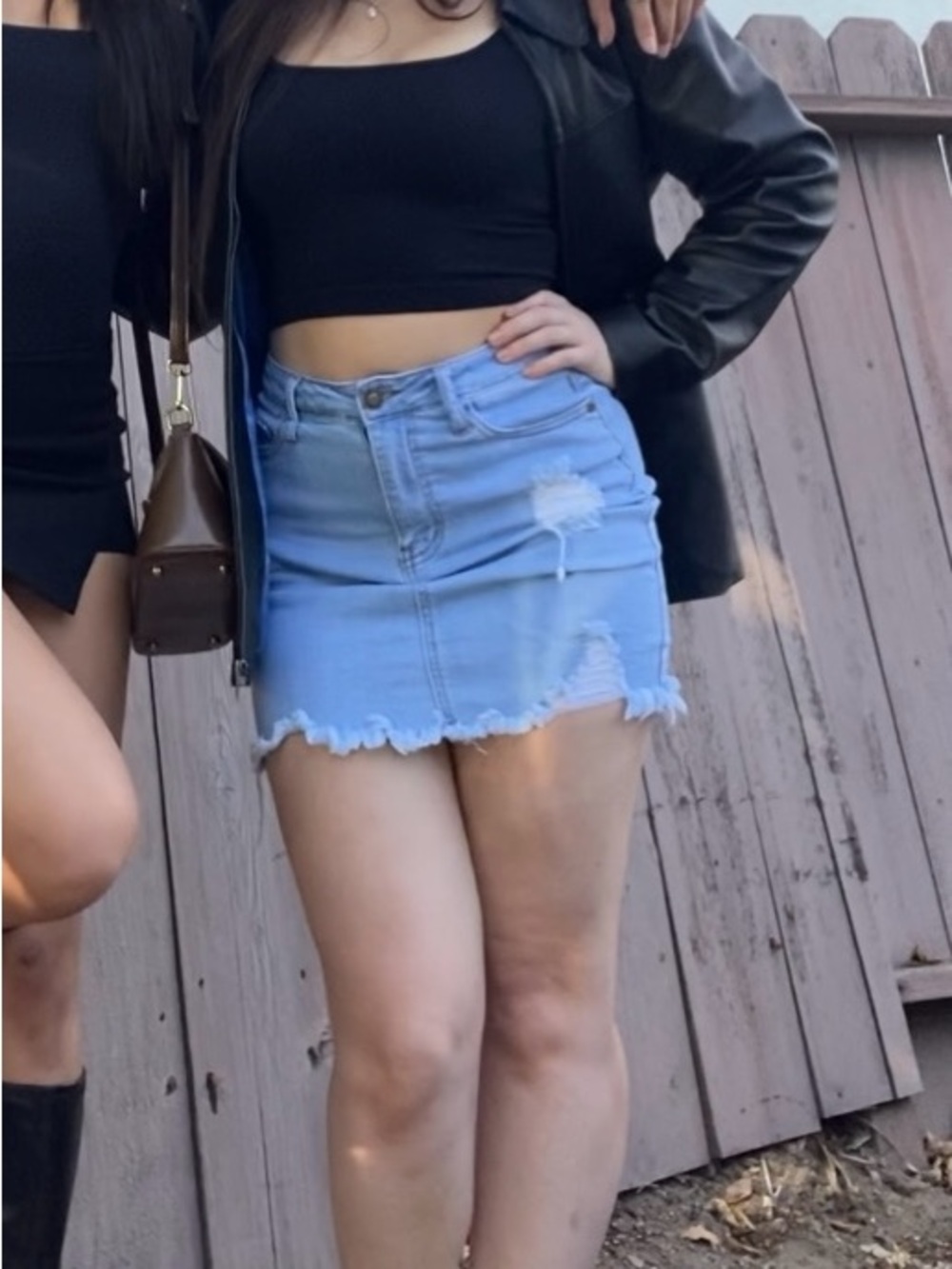 Light Blue Distressed Denim Mini Skirt Windsor size S
